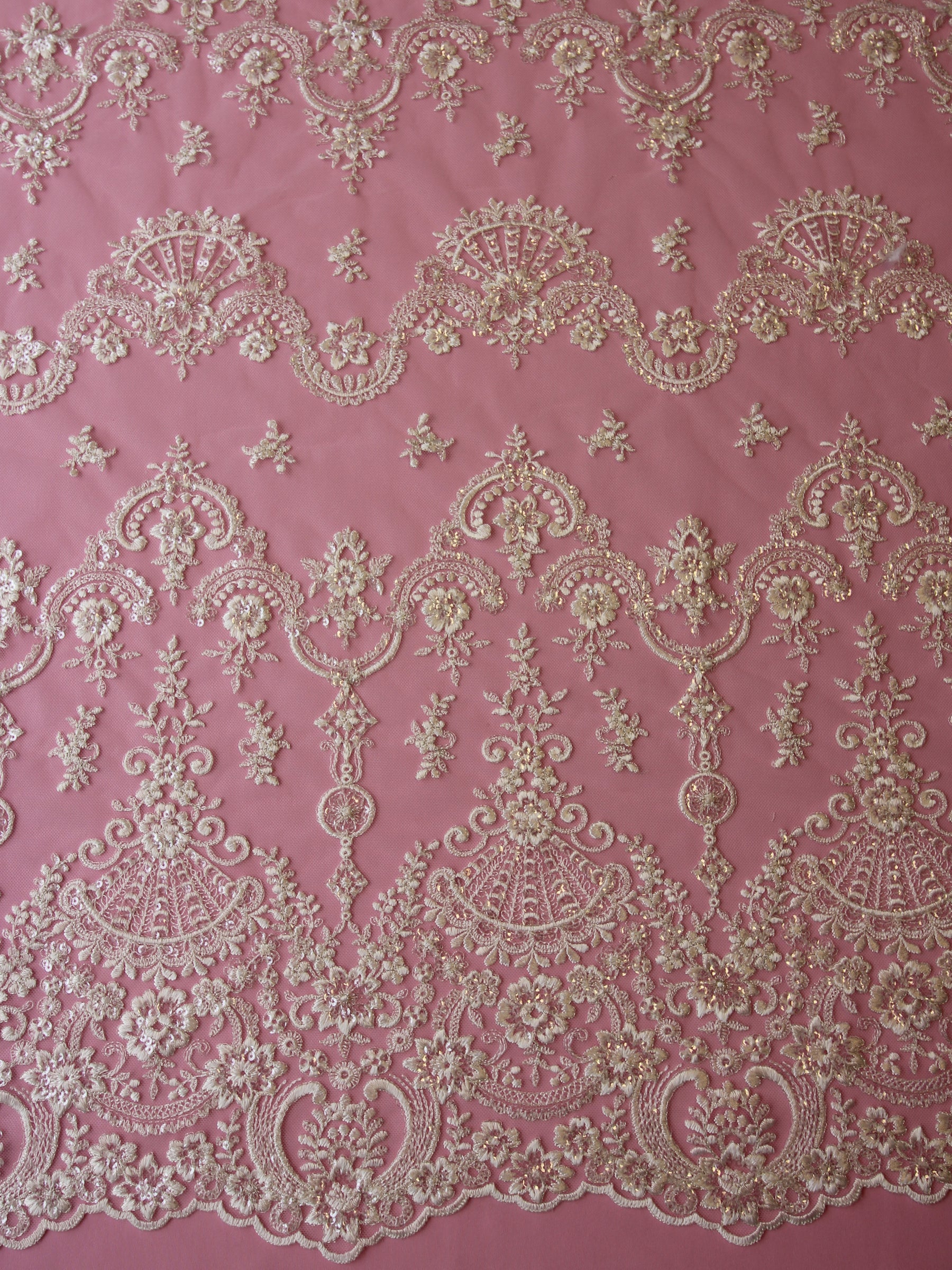 Ivory Embroidered Lace - Ruby