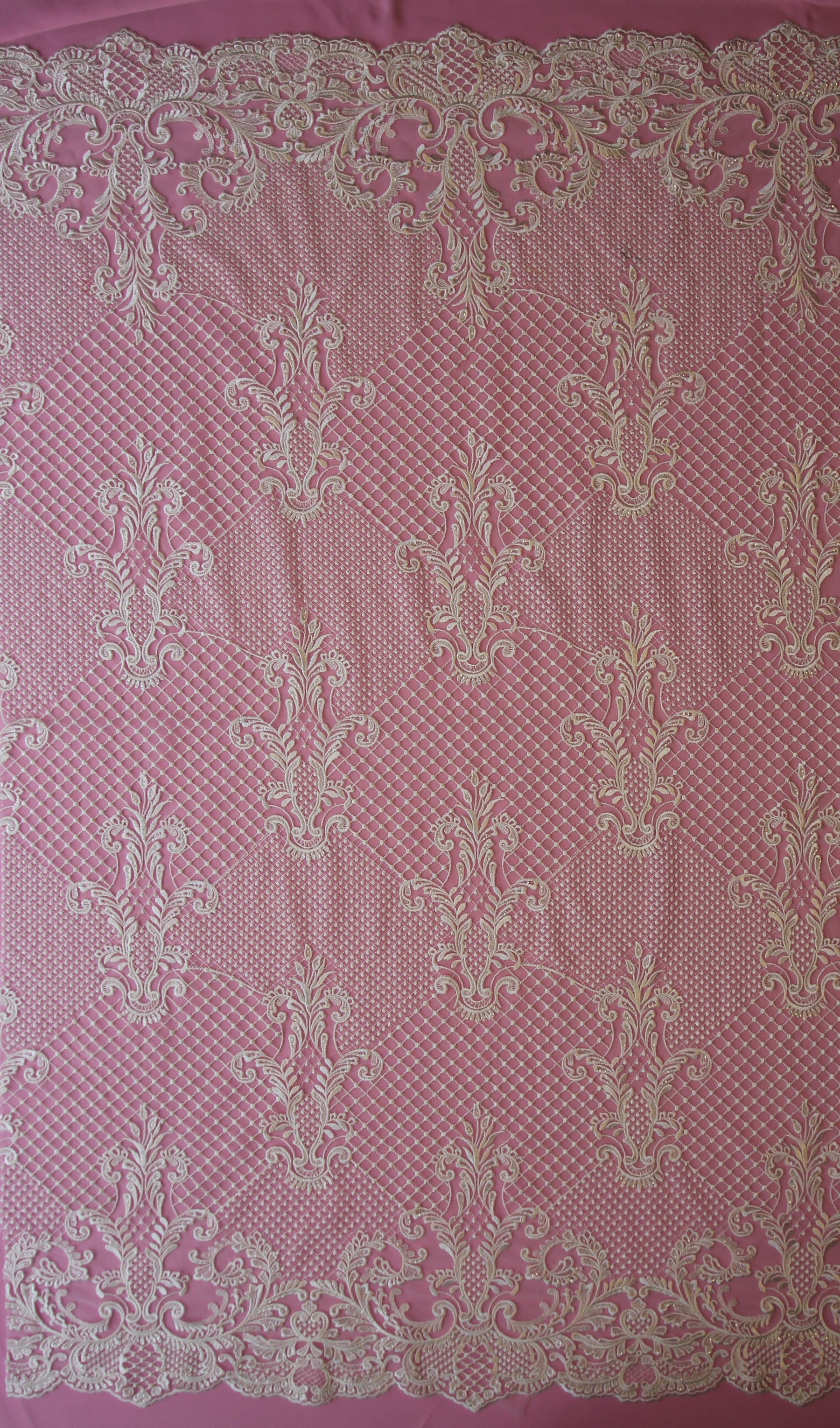 Ivory Embroidered Lace - Begonia