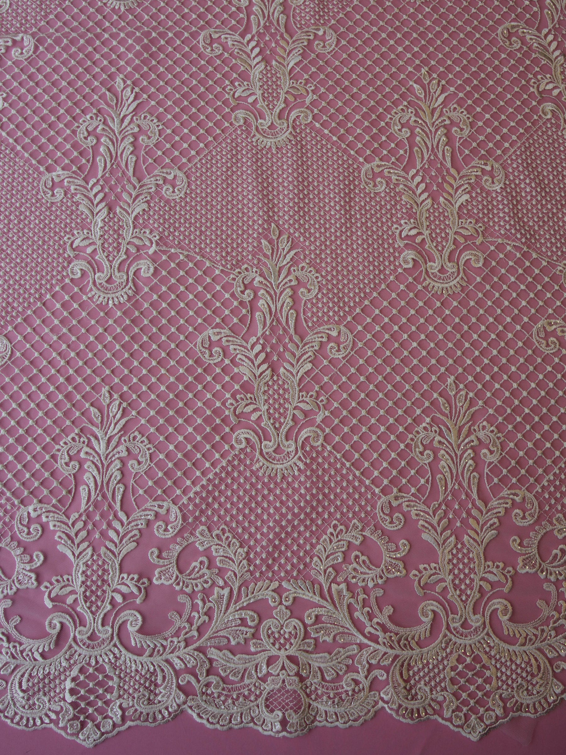 Ivory Embroidered Lace - Begonia