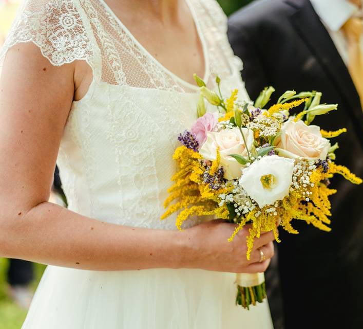 Ivory Sequinned Lace - Amber