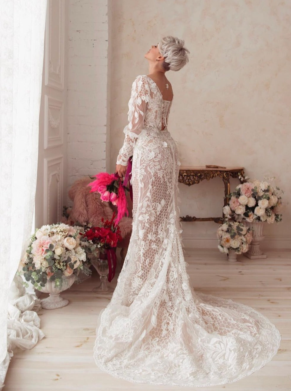 Ivory Embroidered Lattice Lace - Kiri