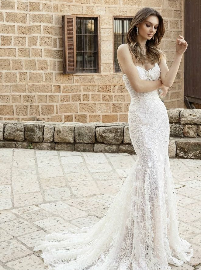 Ivory Embroidered Lattice Lace - Kiri