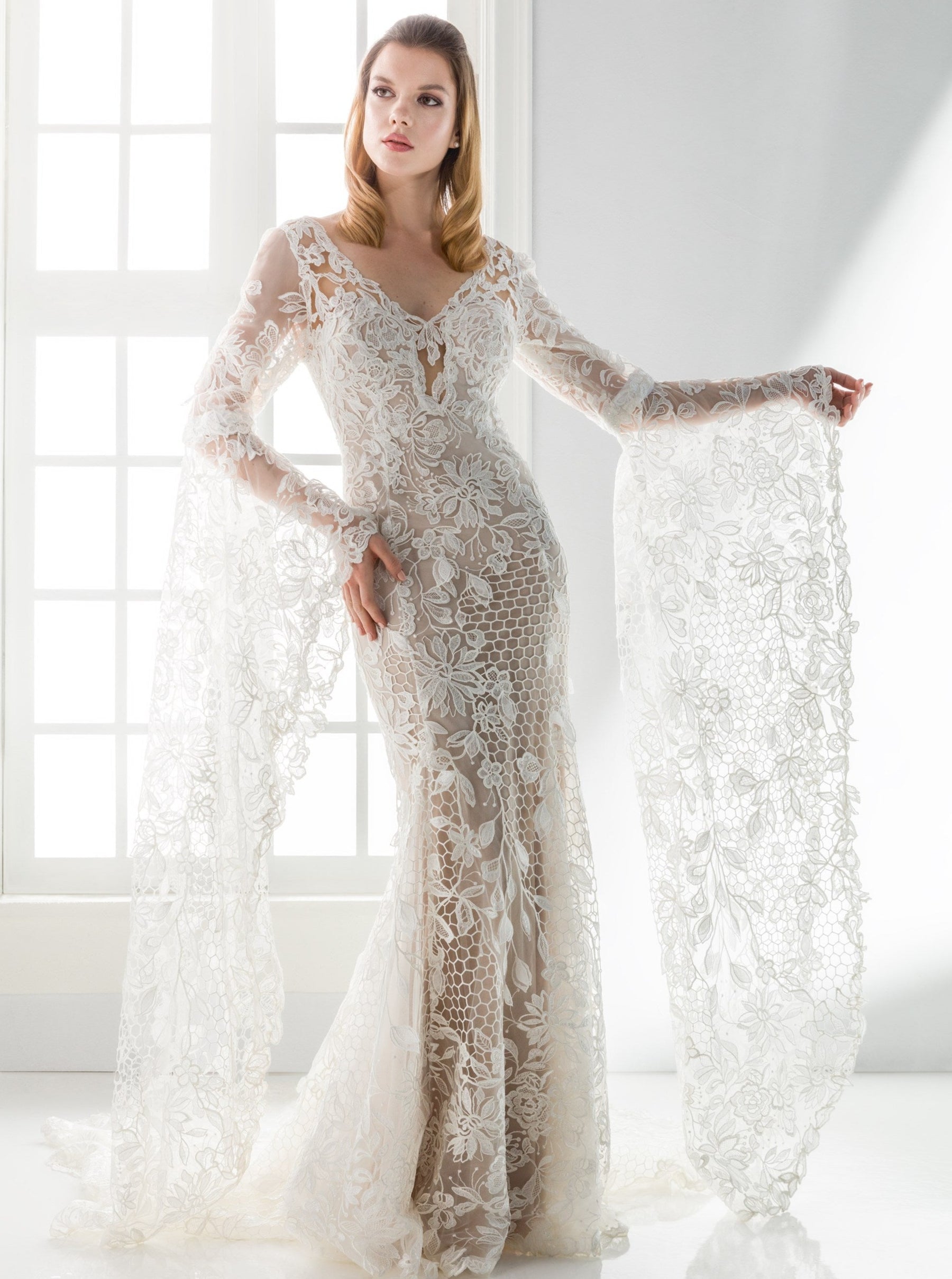 Ivory Embroidered Lattice Lace - Kiri
