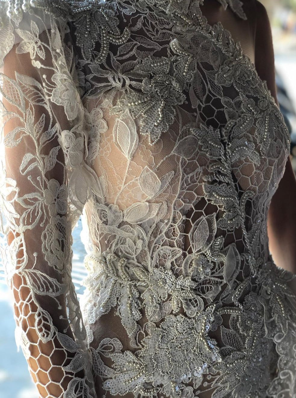 Ivory Embroidered Lattice Lace - Kiri