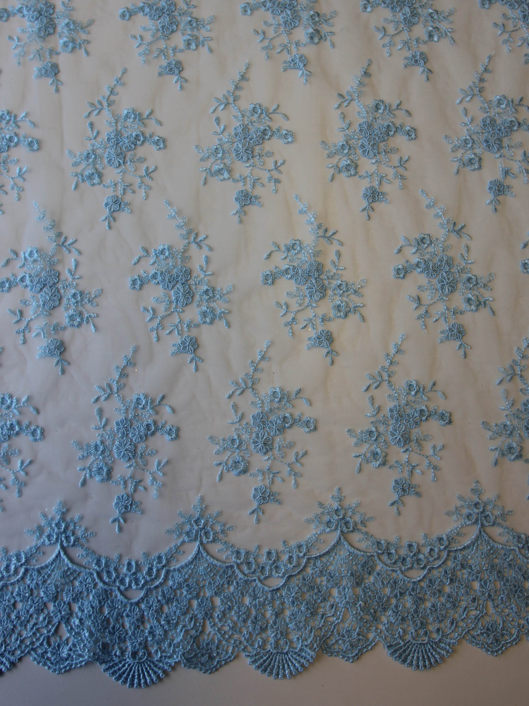 Light Blue Embroidered Lace - Kirsty