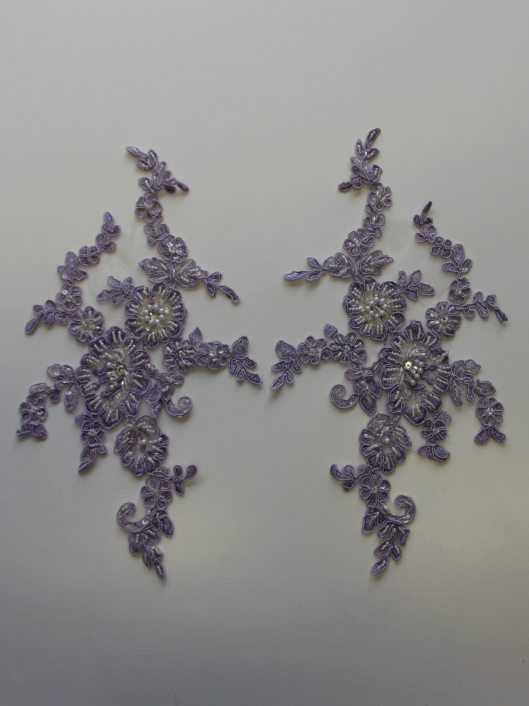 Lavender Beaded & Corded Lace Appliques - Honeysuckle