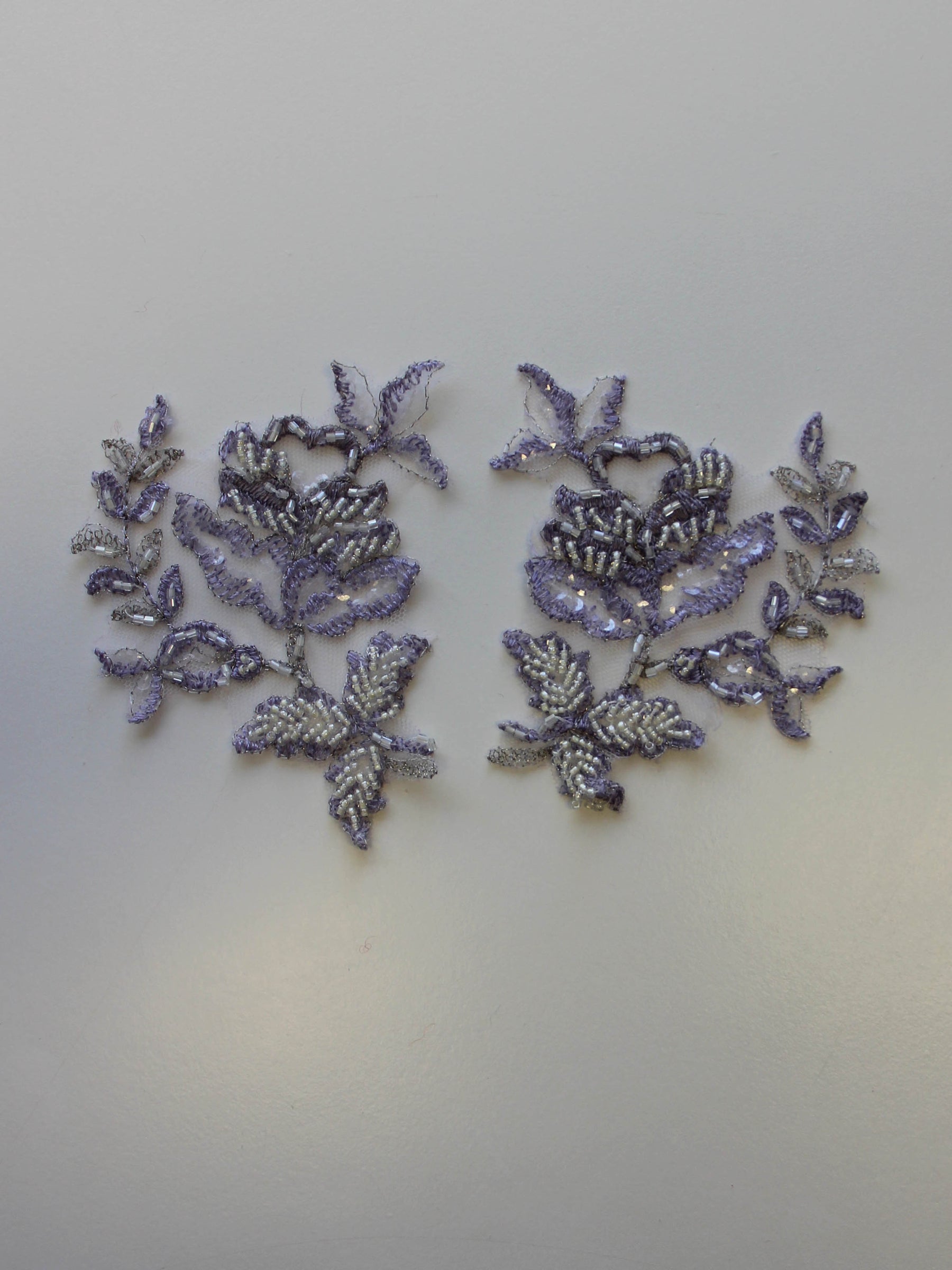 Lavender Beaded Lace Appliques - Chloe