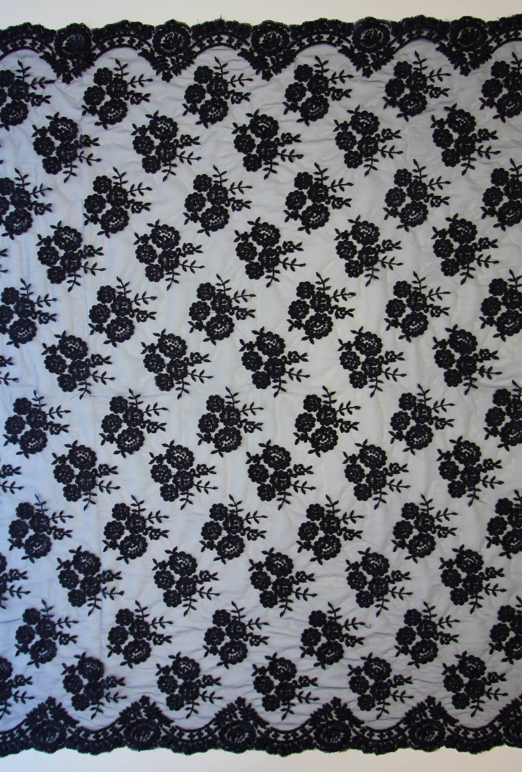 Navy Corded Lace - Riaz