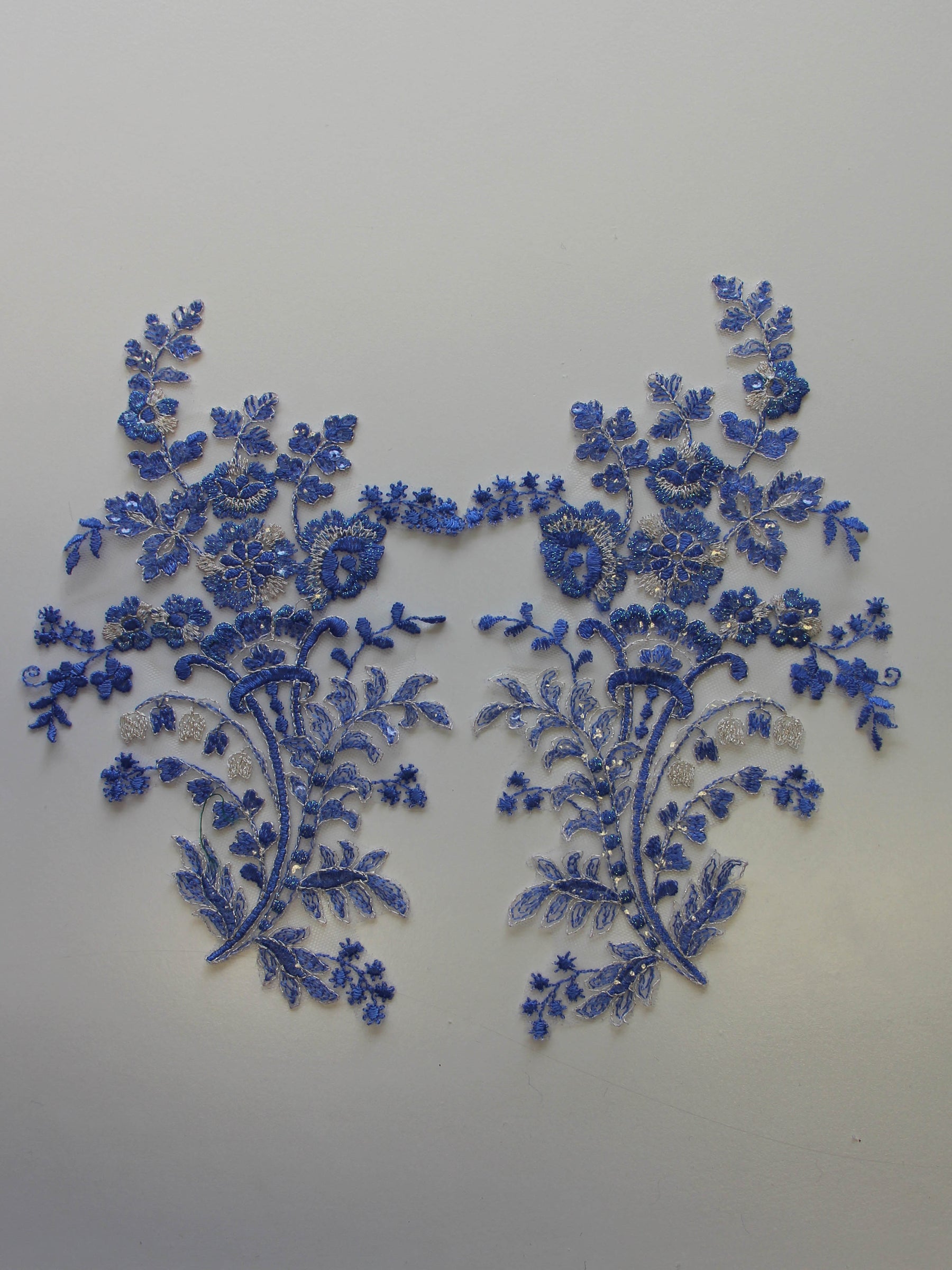 Ocean Blue Sequinned Lace Appliques - Justine