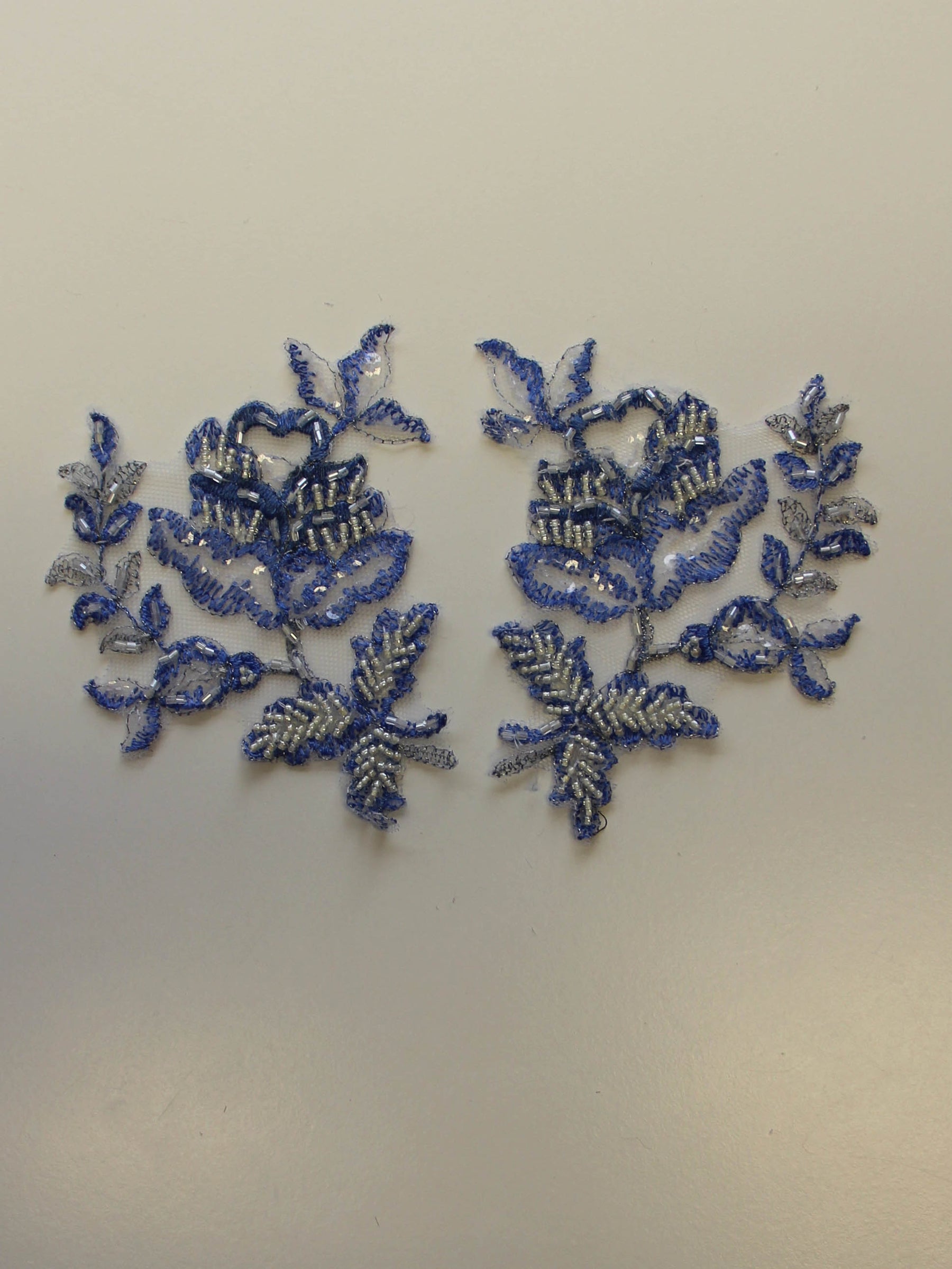 Ocean Blue Beaded Lace Applique - Chloe