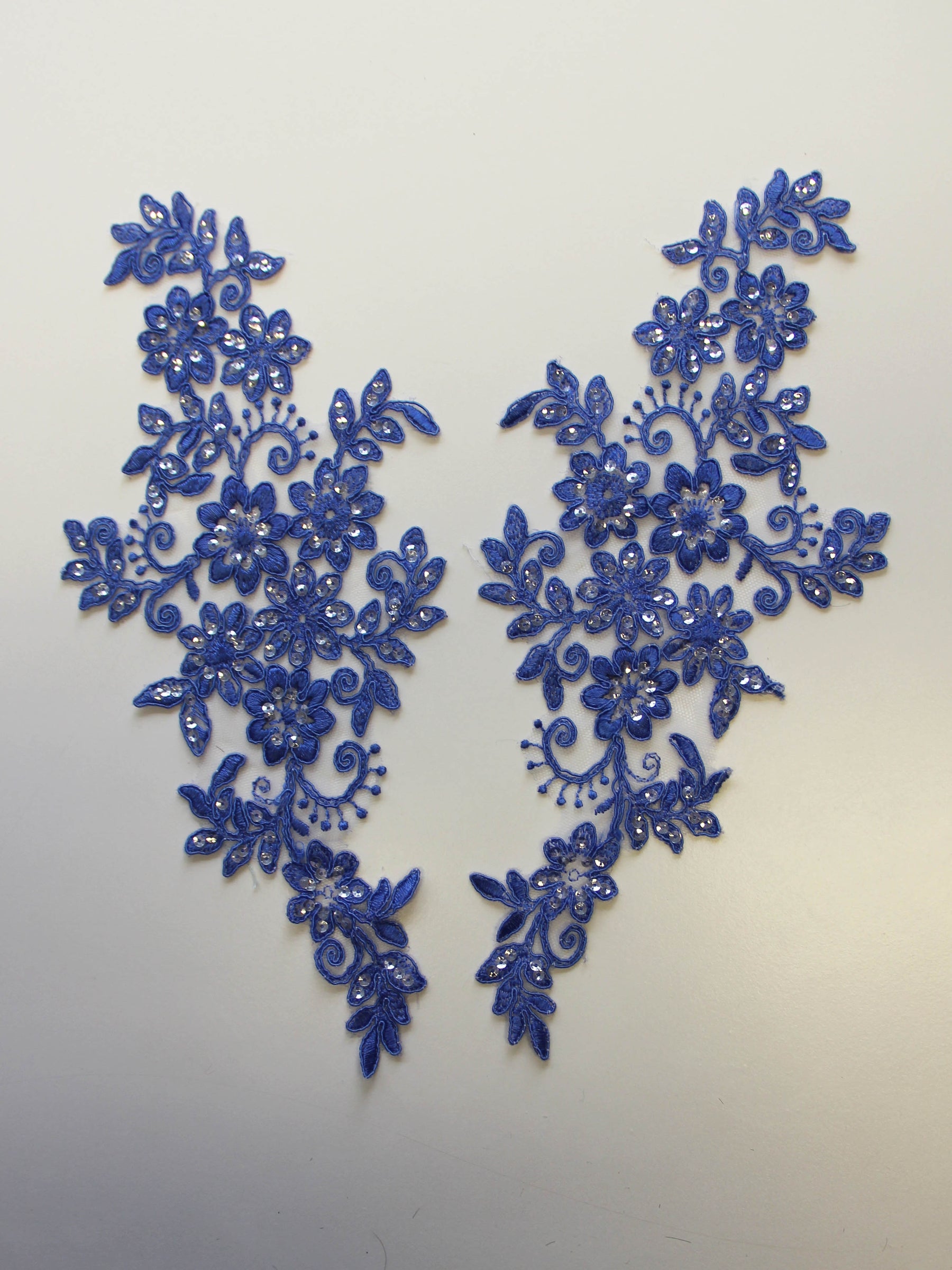Ocean Blue Sequinned Lace Appliques - Erica