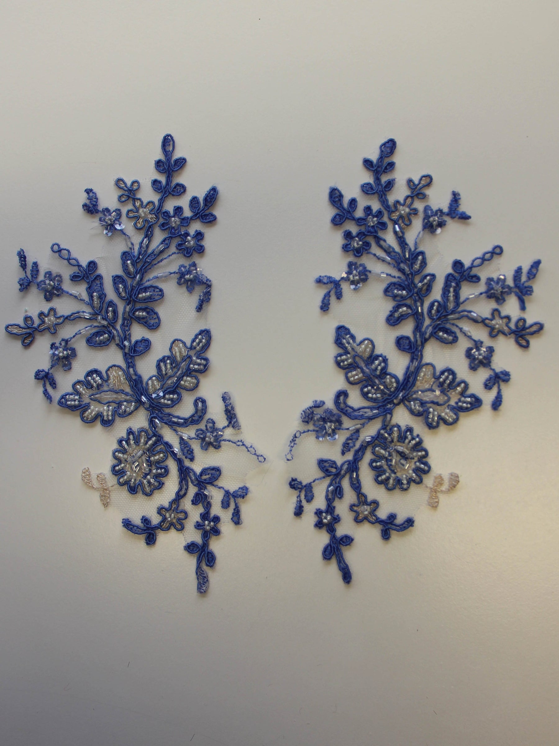 Ocean Blue Beaded Lace Appliques - Jessica