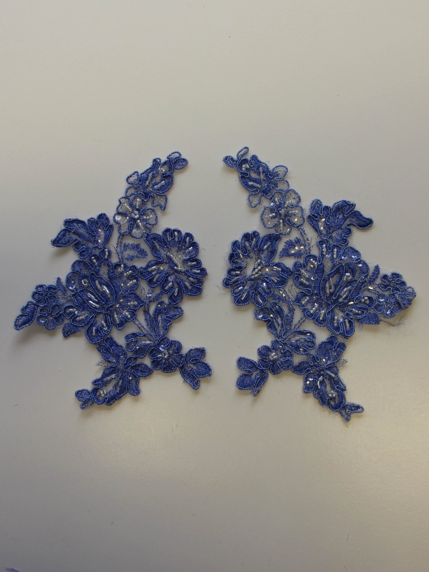 Ocean Blue Beaded Lace Appliques - Victoria