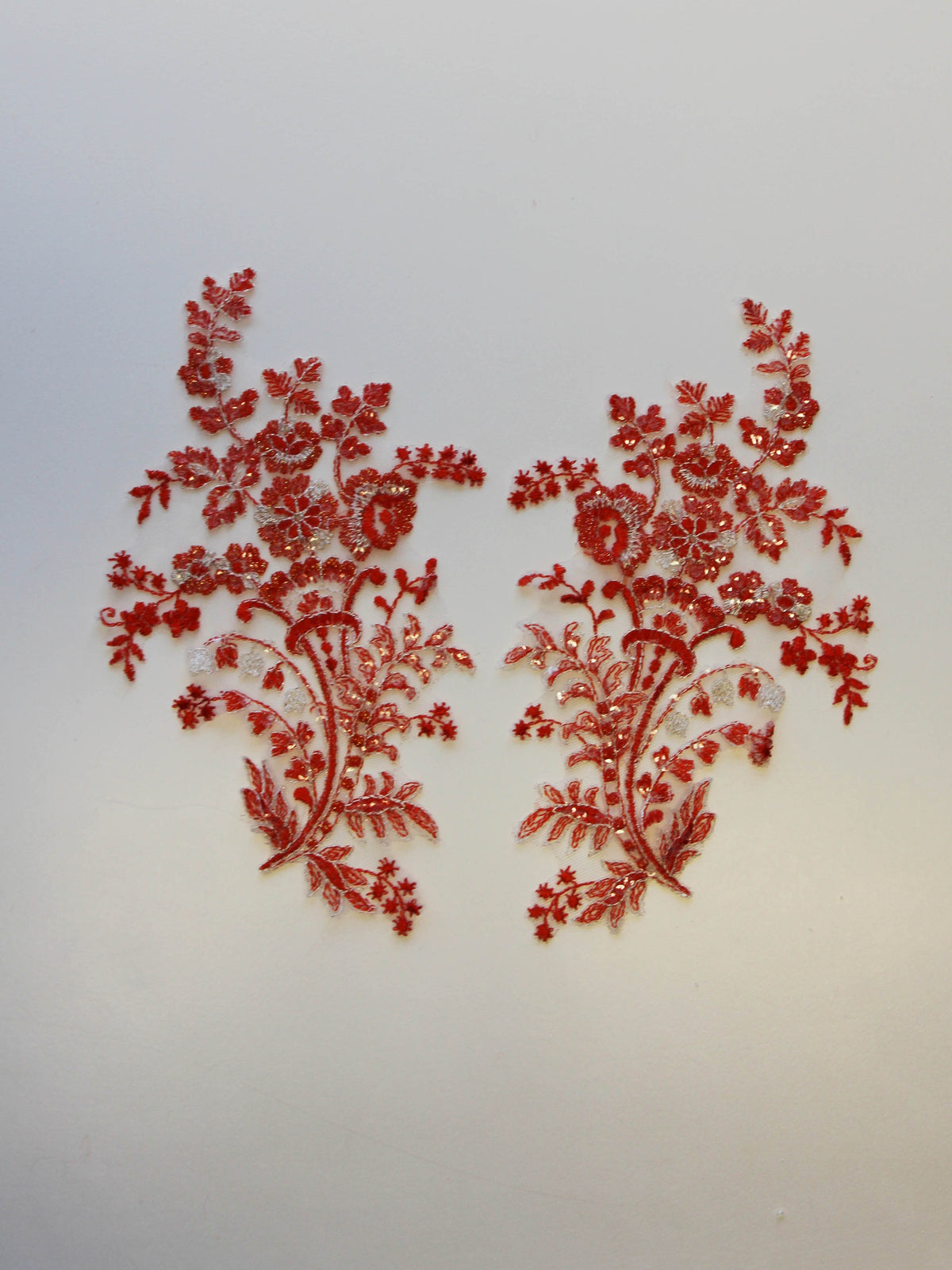 Fresh Orange Sequinned Lace Appliques - Justine