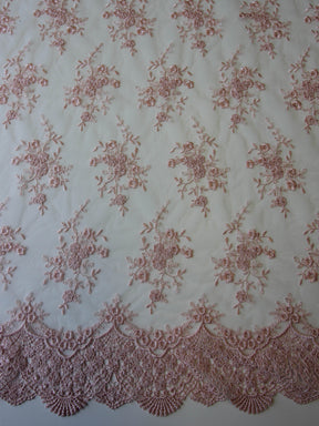 Peach Embroidered Lace - Kirsty
