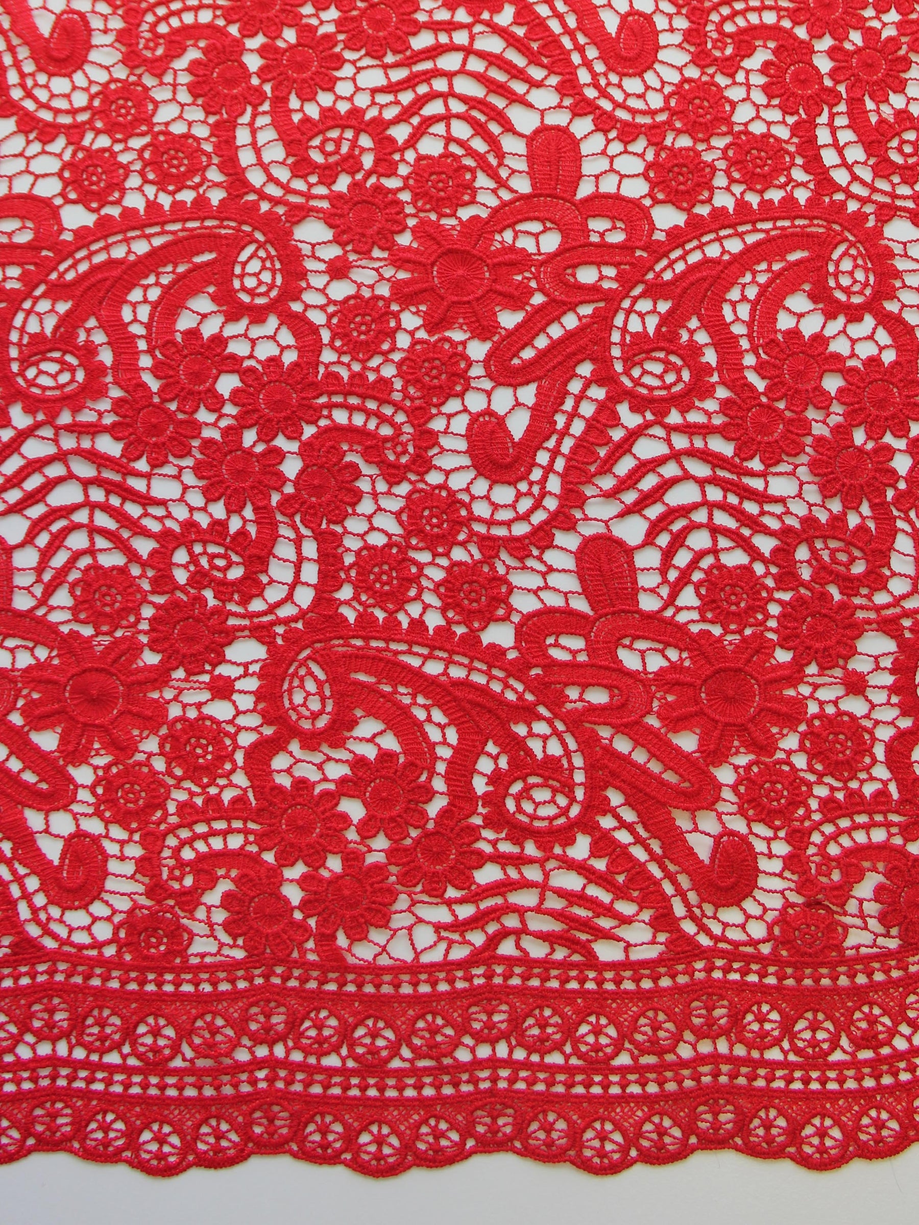 Red Guipure Lace - Finola