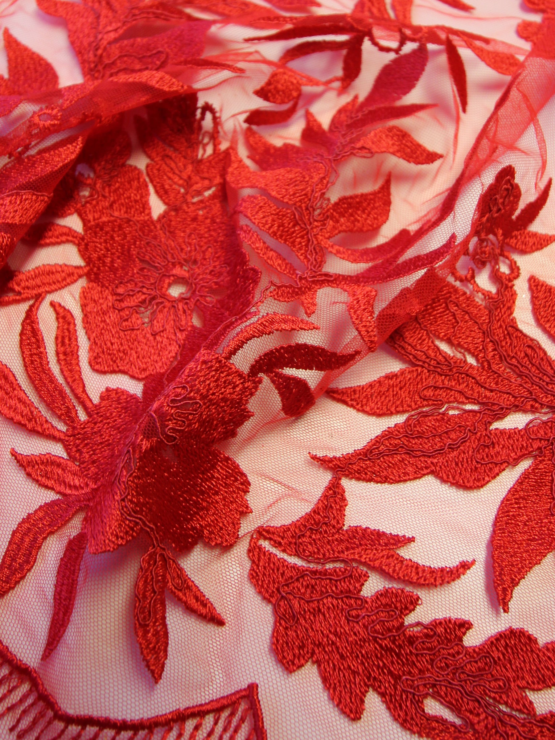 Red Embroidery Lace - Gaynor