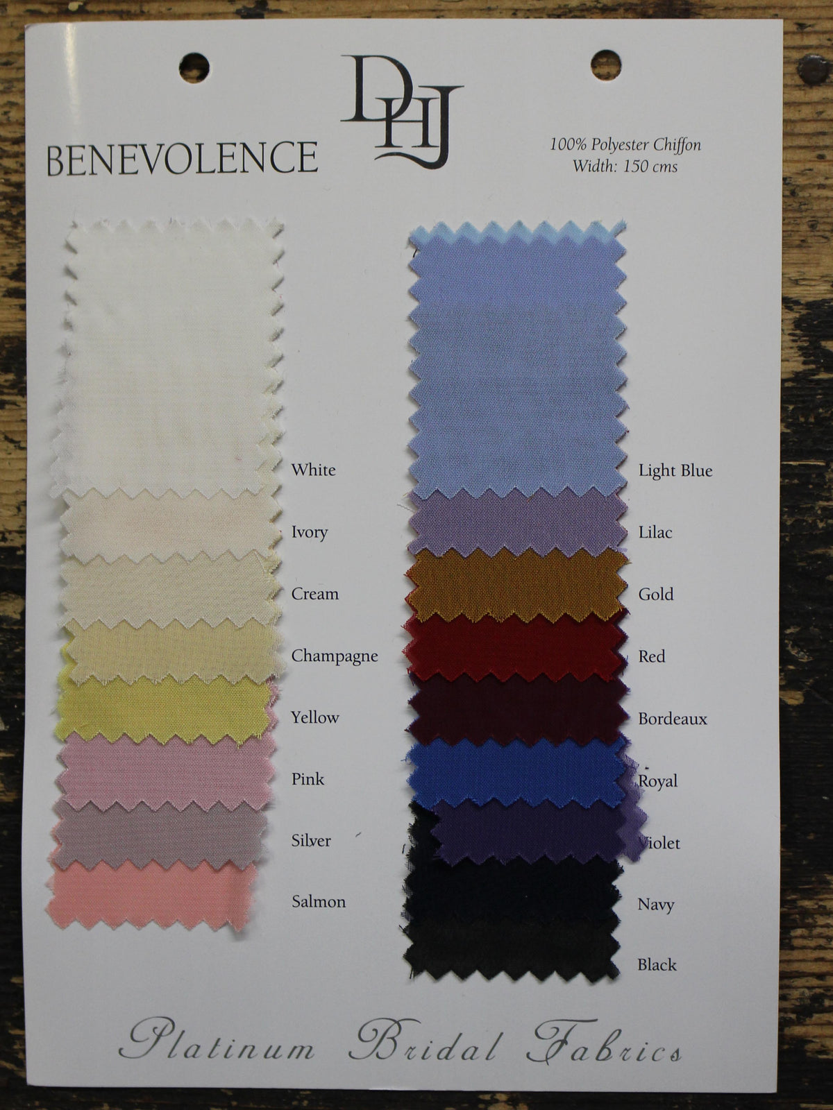 Sample Card of Polyester Chiffon - Benevolence