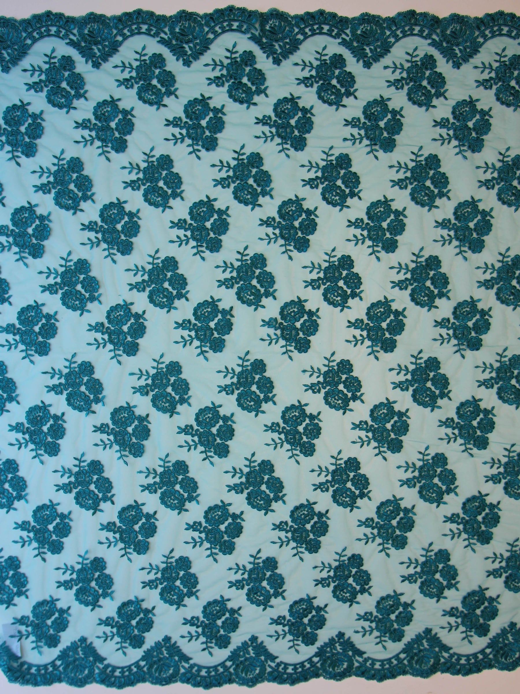 Teal Corded Lace - Riaz