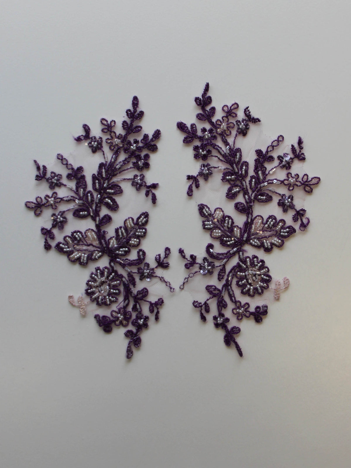 Deep Violet Beaded Lace Appliques - Jessica