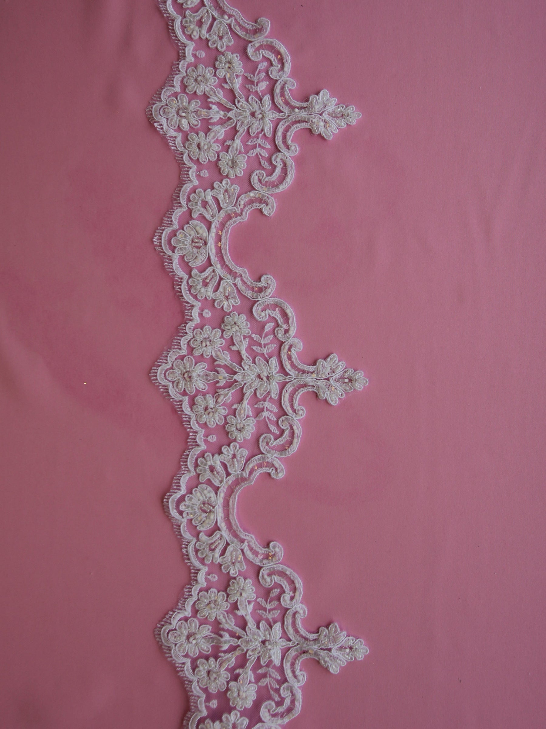 White Beaded Lace Trim - Sophia