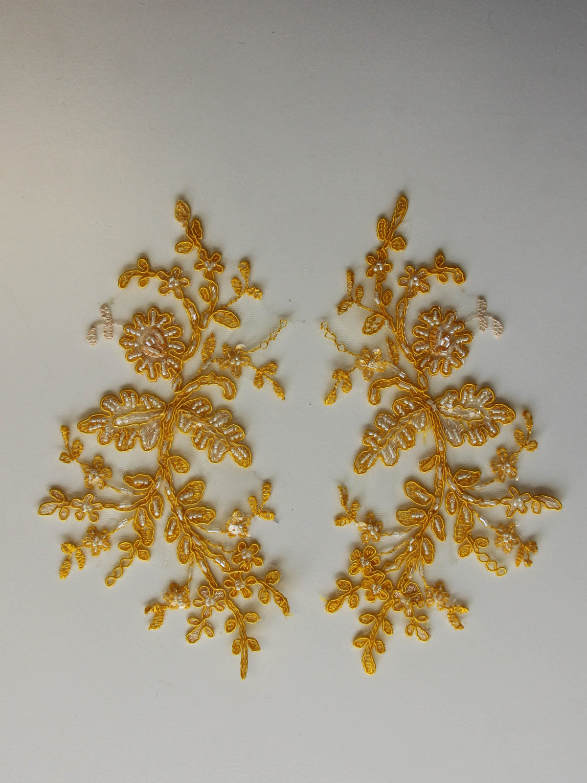 Sunflower Yellow Beaded Lace Appliques - Jessica