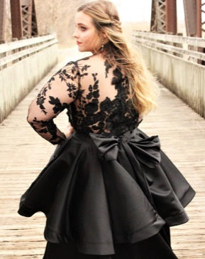 Alternative black wedding dress with black 3d lace Meghan 1