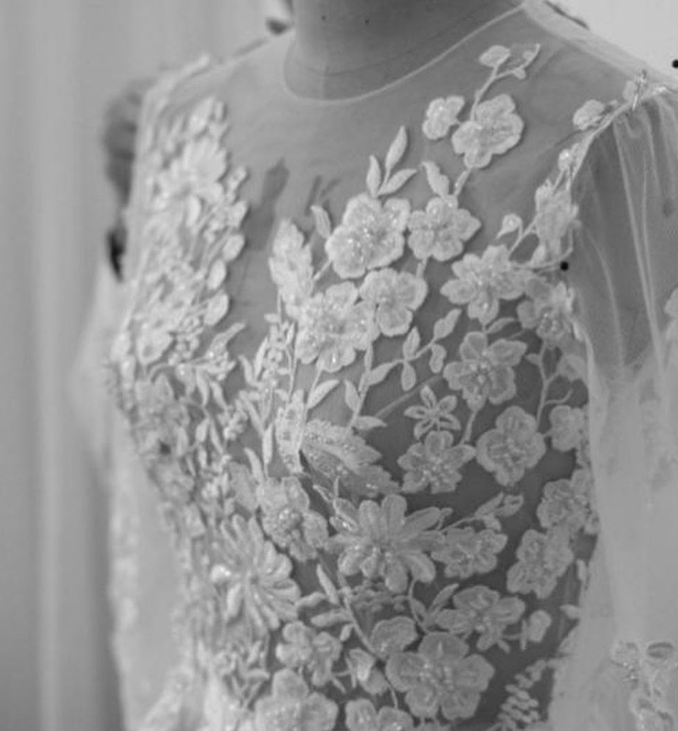 Beaded lace wedding dress using Briar 3