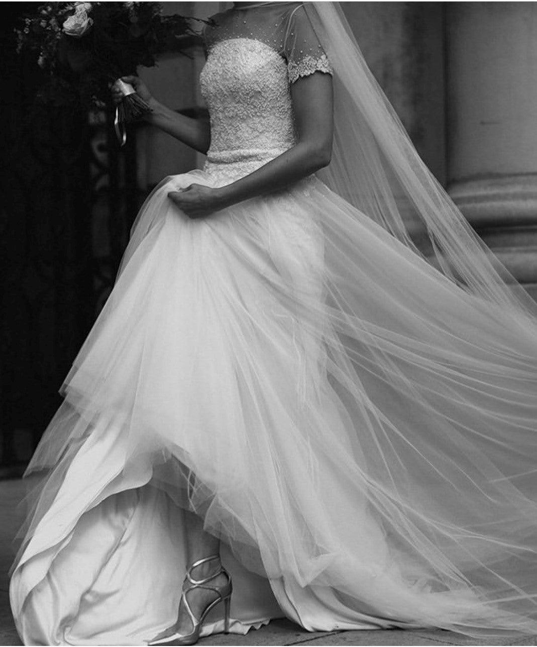 Beautiful bespoke ivory wedding dress using ivory beaded lace Lucille 2