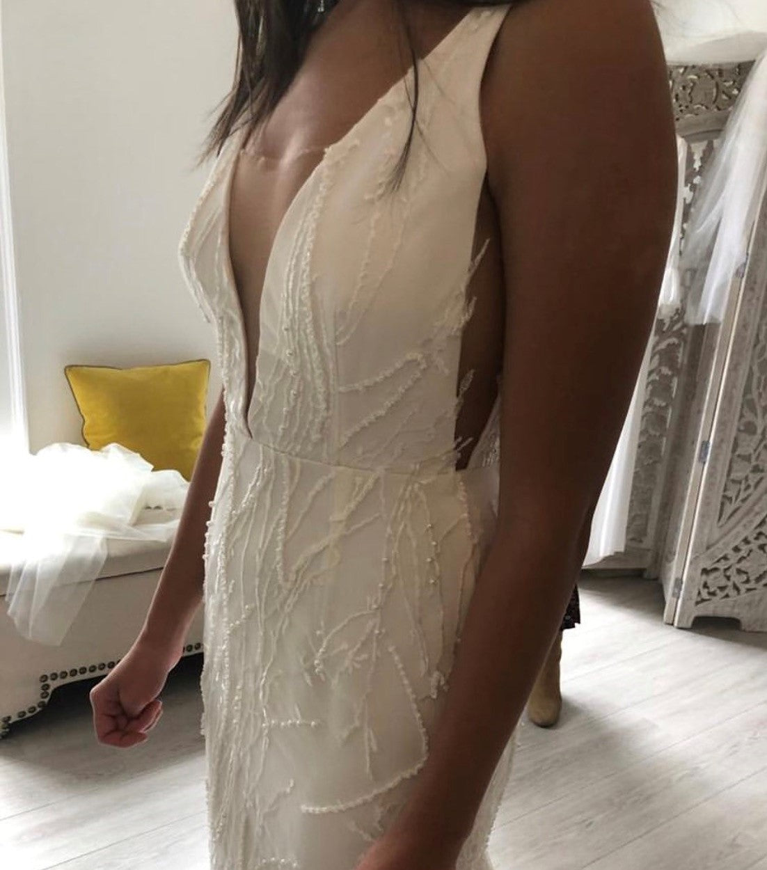 Bespoke wedding dress using Juliana lace 