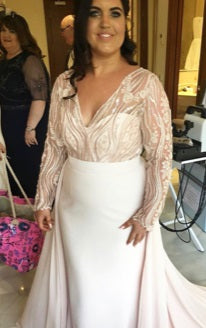 Blush wedding dress with blush beaded lace Lorna 1