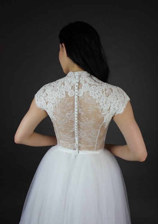 Eloise lace dress high neck detail1