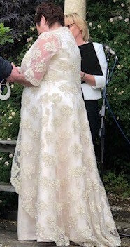 Gold corded lace Riaz wedding dress coat 2
