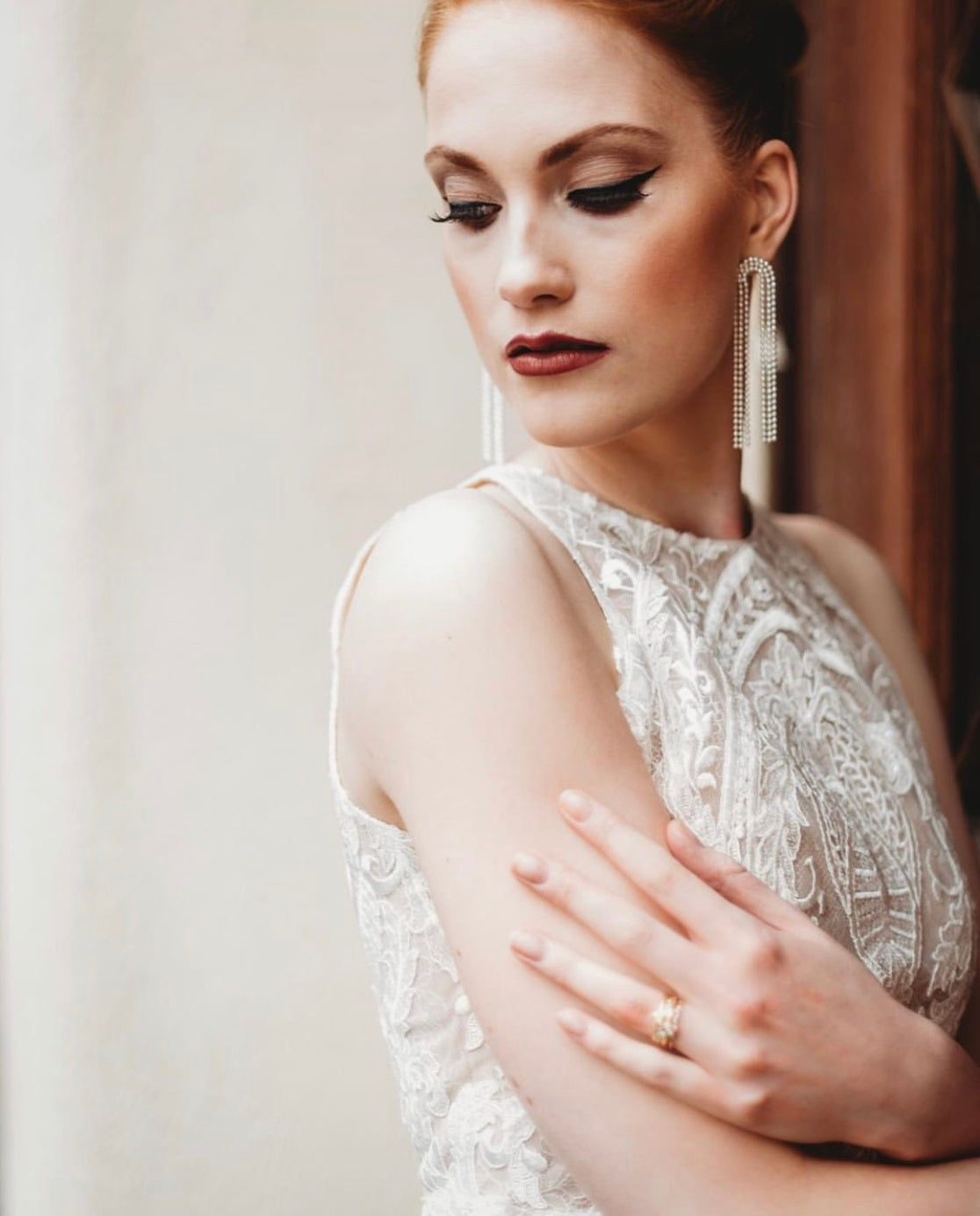 Ivory wedding dress featuring ivory corded lace Charvi 13