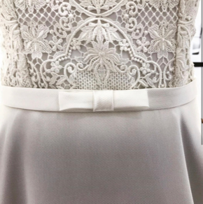 Lace and satin ivory wedding dress using ivory Guipure lace Lennox 1