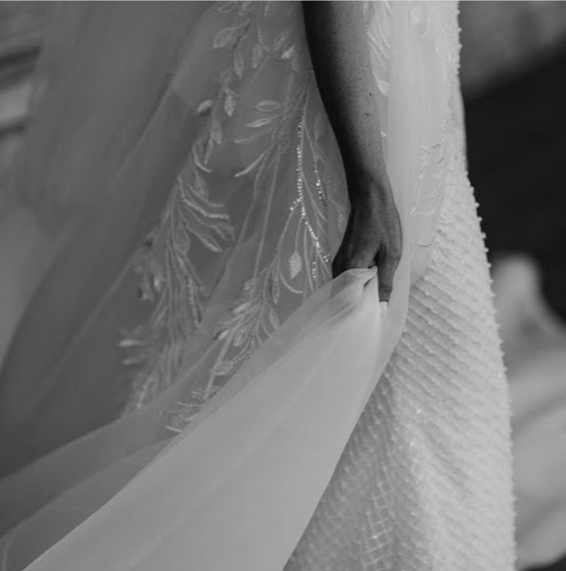 Luxury bespoke wedding dress using ivory beaded lace Horatio and 3d leaf lace Everett 1