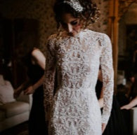 Stunning full lace long sleeved wedding dress using ivory lace Ava 3