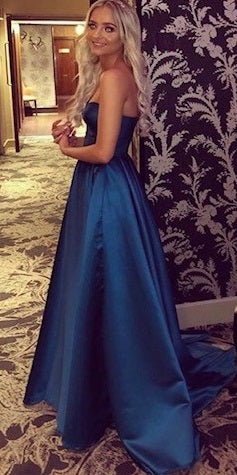 Stunning satin prom dress in Contessa Duchess satin Teal by Carolyn Baxter 2