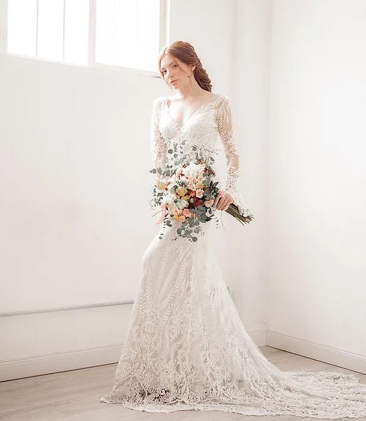 Wedding dress made using ivory lace Benita 5