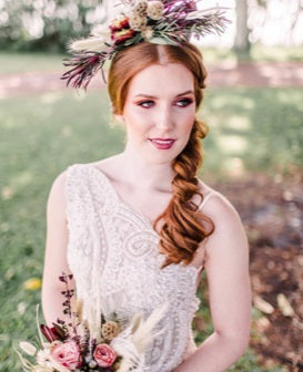 Wedding dress using ivory feather lace Chantelle 1