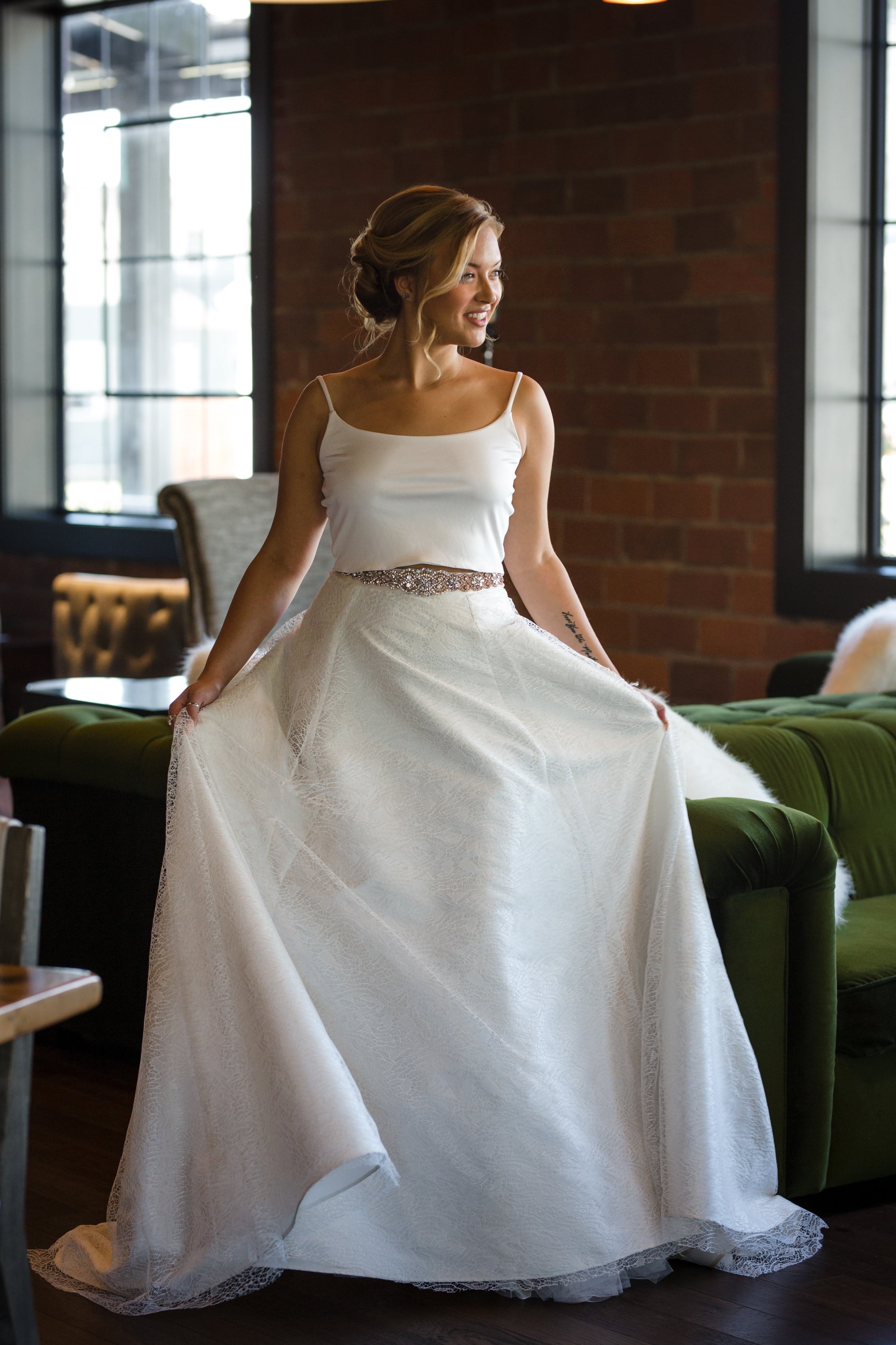 Wedding dress using ivory lace Jubilee on the skirt 3