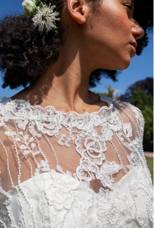 Wedding Dress with ivory corded lace Rochelle 1