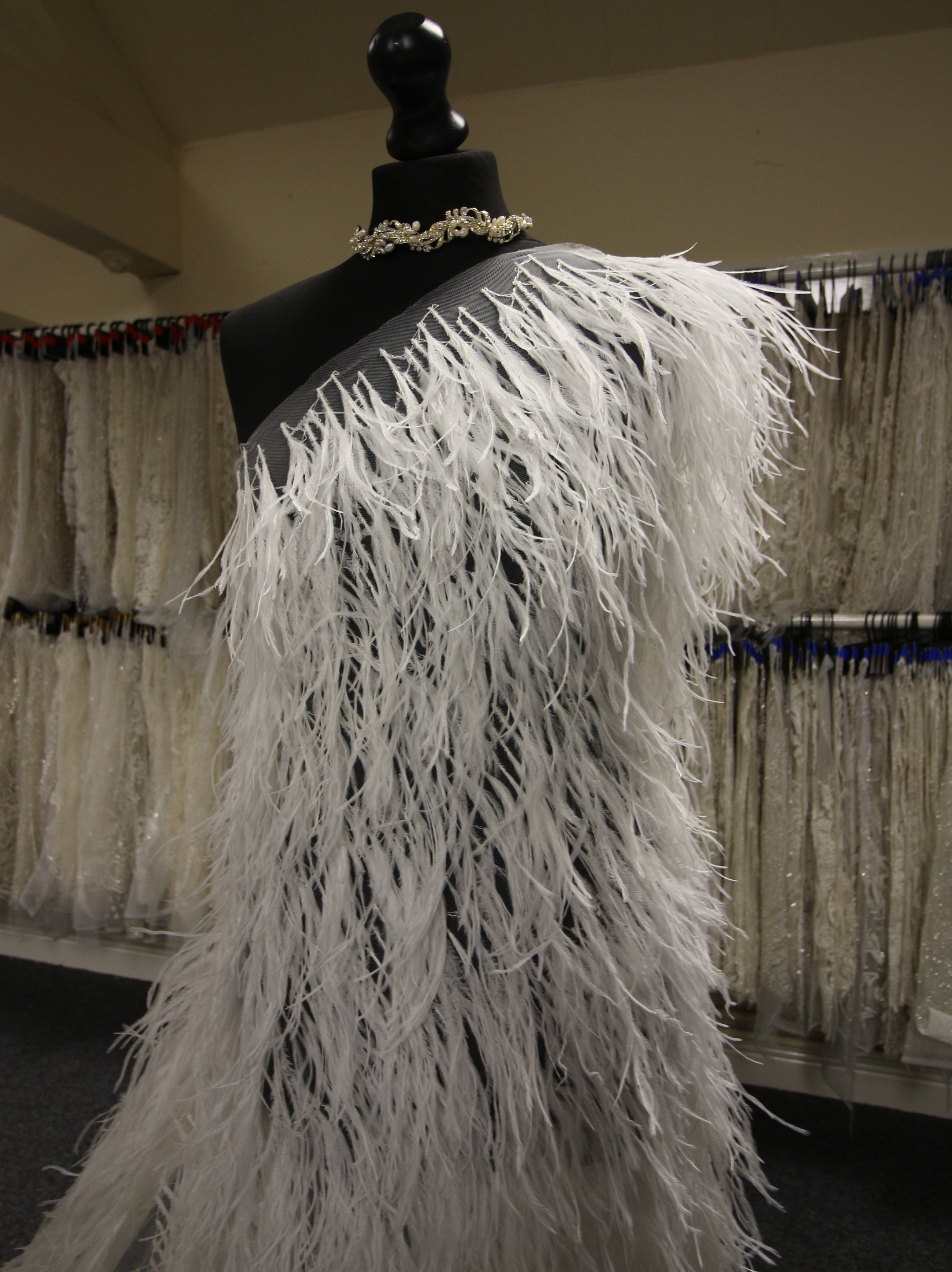 Feather Embellished Laces for Bridal Wear Feather Embellished Laces for Bridal Wear