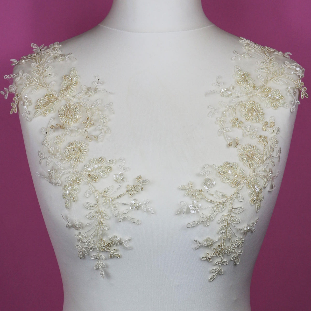Buy 3D Ivory White Embroidery Flower Lace Fabric, Beaded Sequin Applique  Material Piece, Wedding Dress Lace Trim, DIY Mesh Bodice Online in India -  Etsy