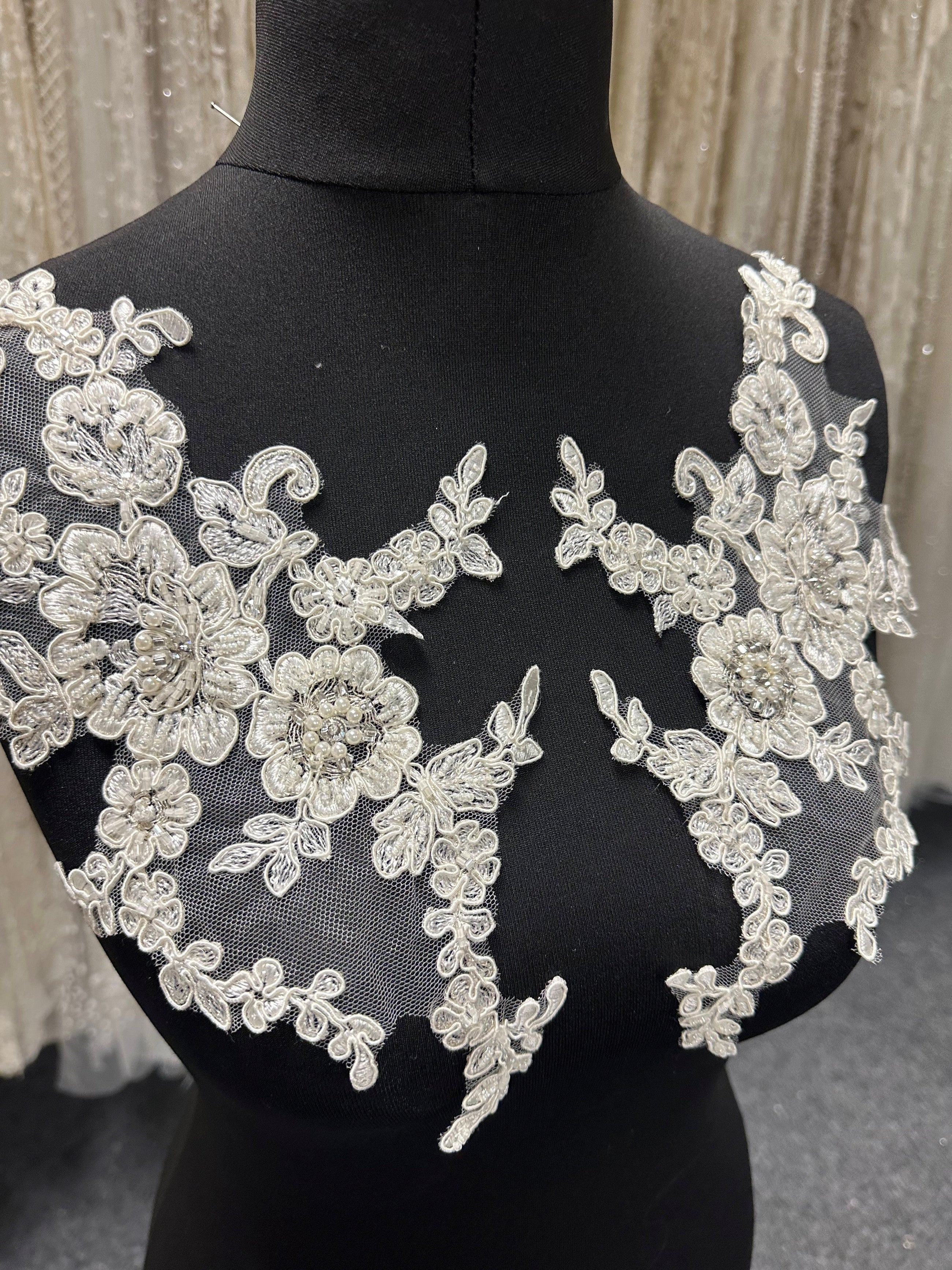 Beaded Appliqus : Wedding Dresses - Bridal Fabrics Beaded Appliqus : Wedding Dresses - Bridal Fabrics