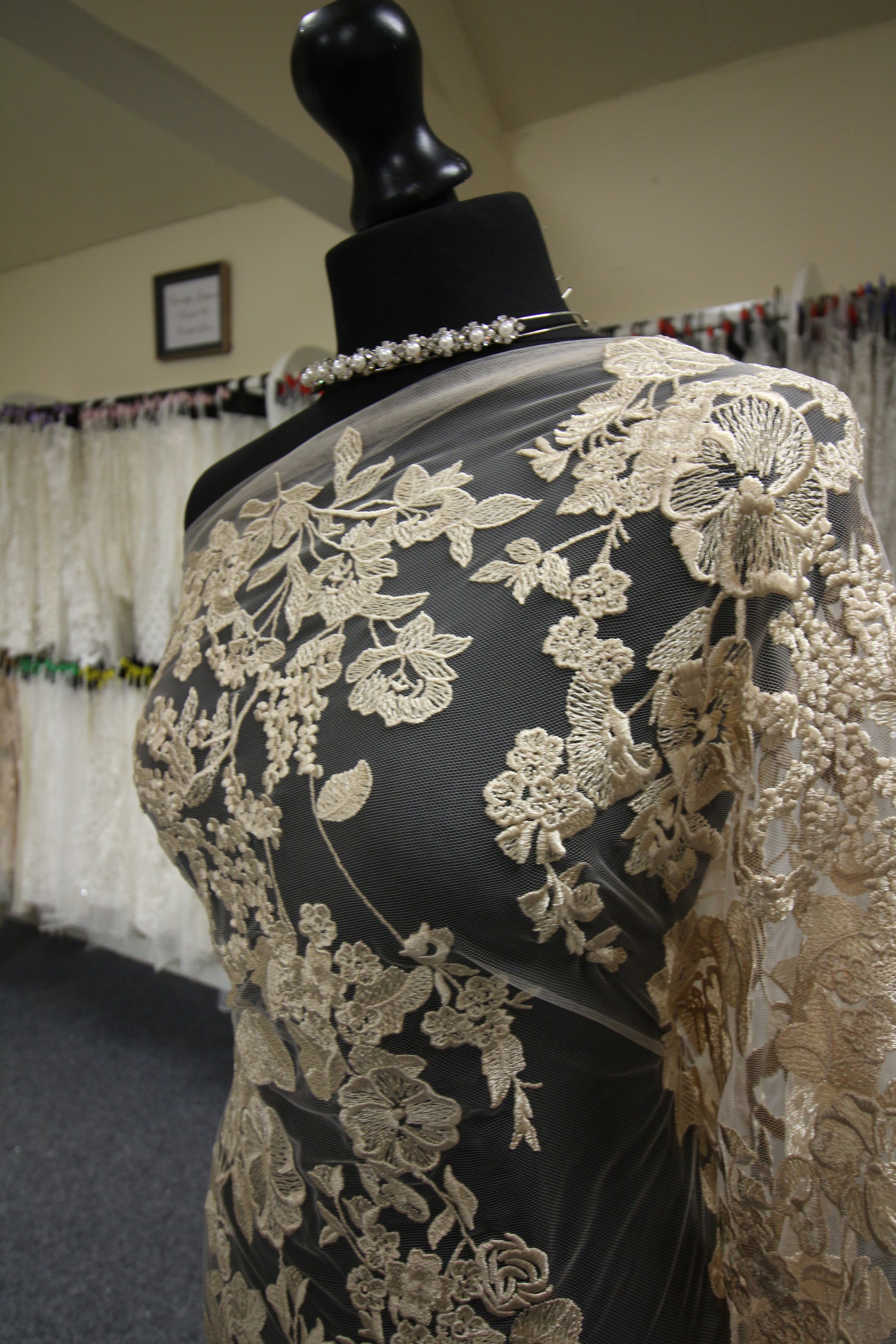 Champagne Lace - Modern Wedding Dress - Bridal Fabrics Champagne Lace - Modern Wedding Dress - Bridal Fabrics