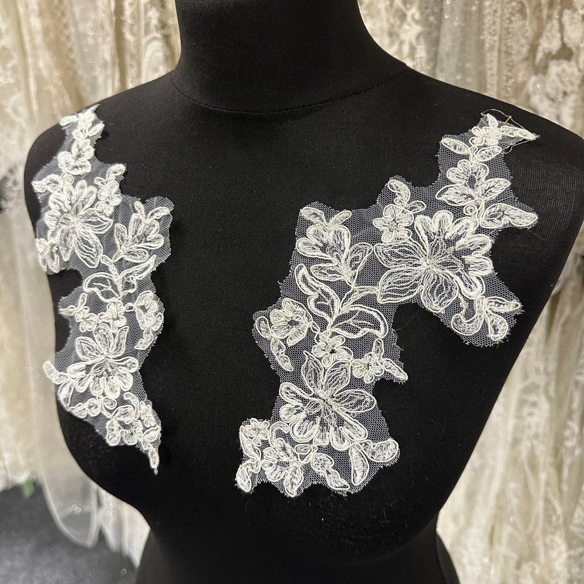 Lace applique & Crystal appliques : Wedding Dress - Bridal Fabrics Lace applique & Crystal appliques : Wedding Dress - Bridal Fabrics