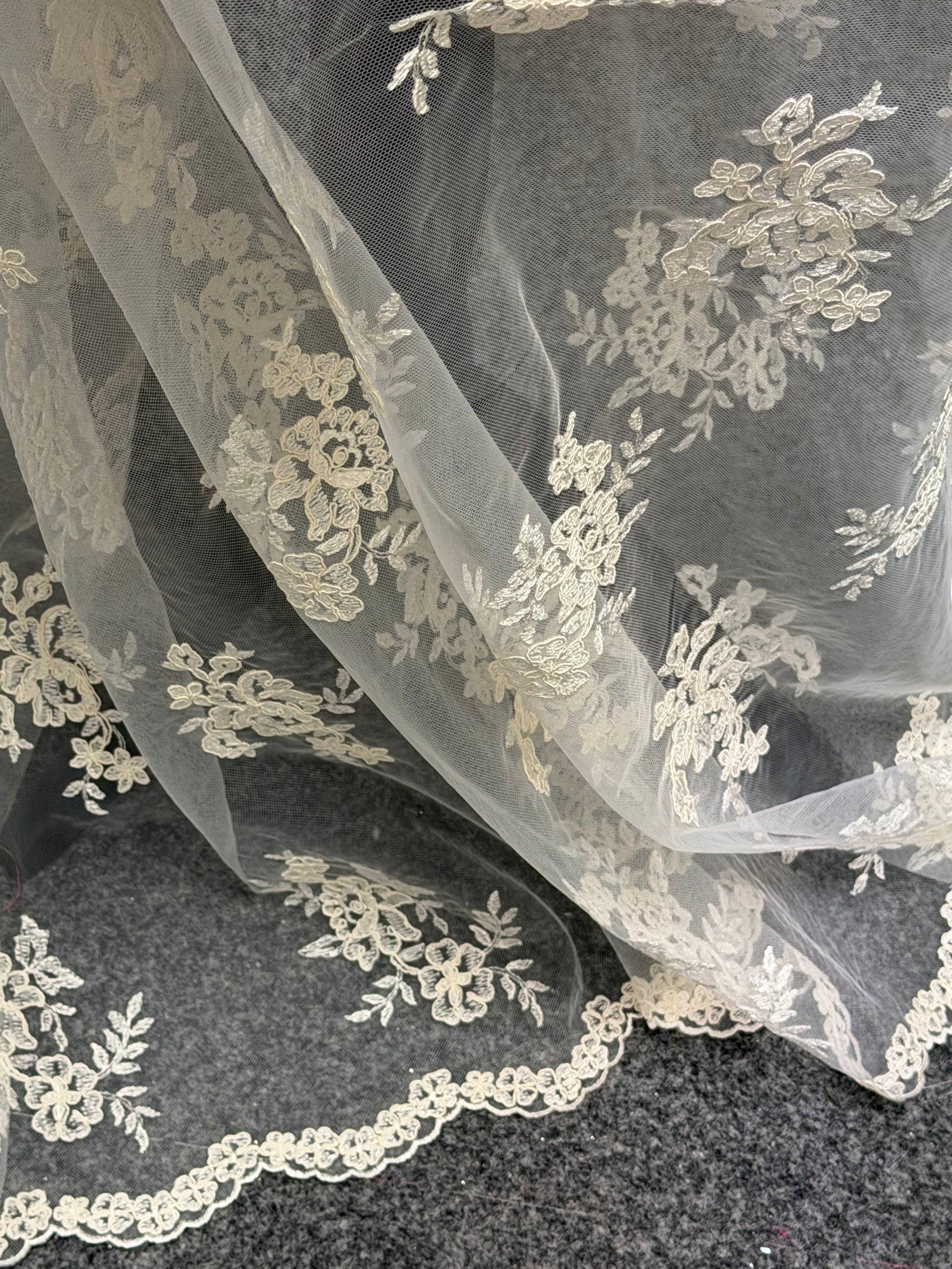 Ivory Unbeaded Corded Lace - Nightfall