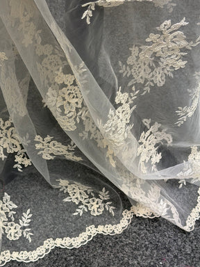 Ivory Unbeaded Corded Lace - Nightfall