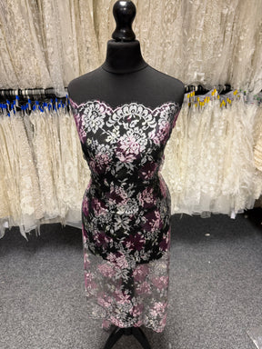 Pink & Mint Printed Chantilly Lace - P192
